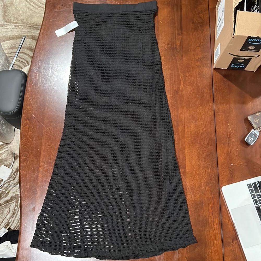 Vintage Havana Black Knit Maxi Skirt Size M